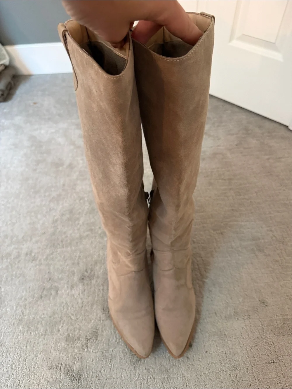 Women's Taupe Suede Knee-High Boots